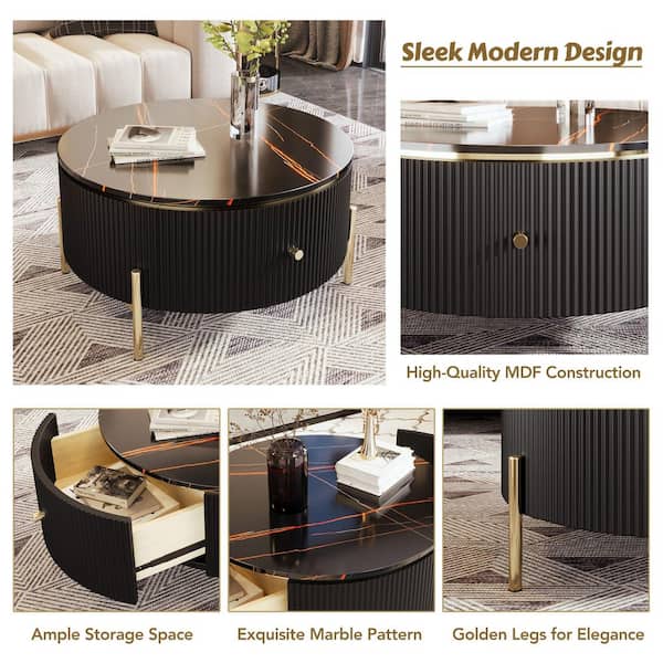 Harper & Bright Designs 31.5 in. Black Round Exquisite