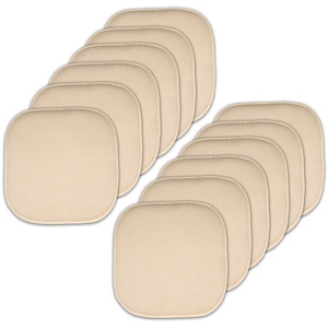 Linen, Honeycomb Memory Foam Square 16 in. x 16 in. Non-Slip Back Chair Cushion (12-Pack)