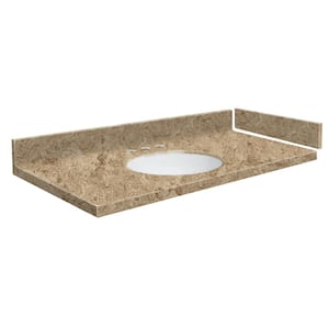 36.75 in. W x 22.25 in. D Solid Surface Vanity Top in Sand Mountain with White Basin and Widespread