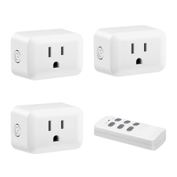 Indoor Wireless Remote Control Outlet Switch Set, White, 1 Remote and 3 Outlets