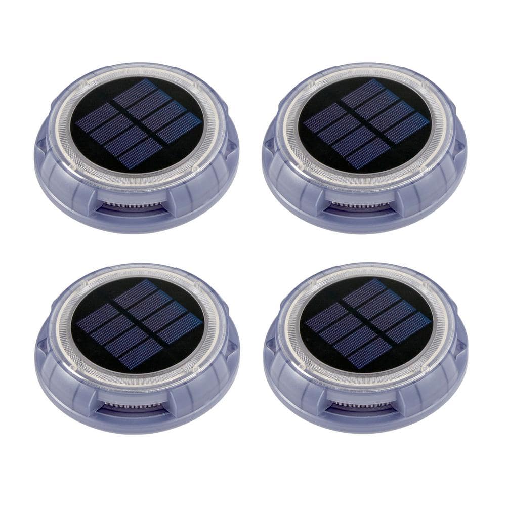 Hampton Bay Solar Black LED Disc Path Light (4Pack) D100011 The Home Depot