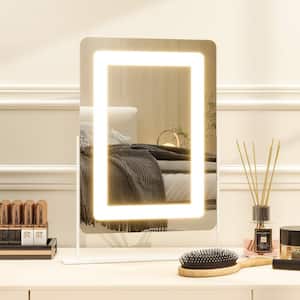 16 in. W x 20 in. H LED Light Rectangular Metal Framed Vanity Mirror Makeup Mirror White