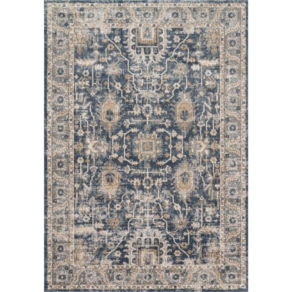 Teagan Denim and Pebble 2'-8" x 4' Stain-Resistant Rug