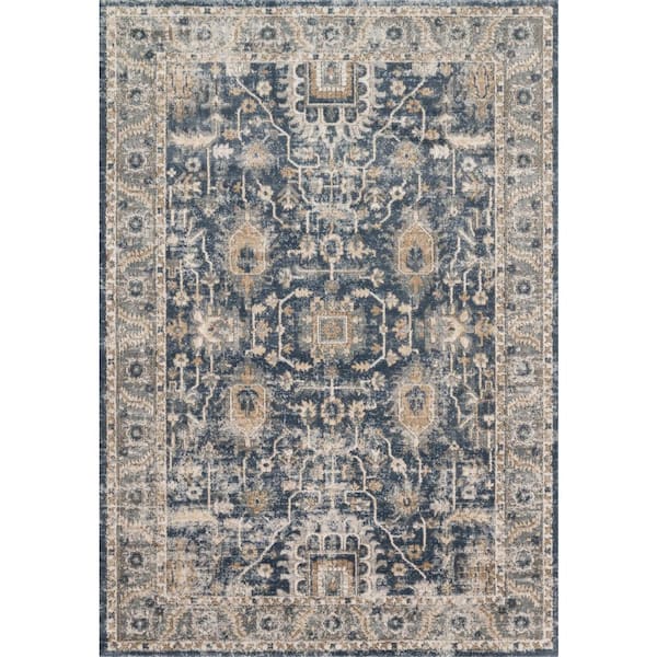 LOLOI II Teagan Denim/Pebble 3 ft. 4 in. x 5 ft. 7 in. Traditional Area Rug