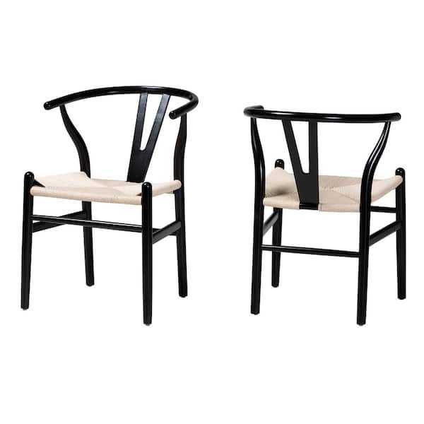 Baxton Studio Paxton Black and Beige Dining Chair (Set of 2)