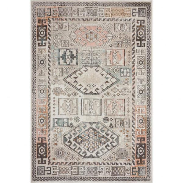 HomeRoots Cream 5 ft. x 8 ft. Woven Polypropylene Indoor/Outdoor Area Rug