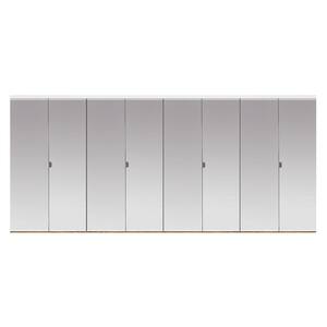 102 in. x 96 in. Beveled Edge Mirror Solid Core MDF Interior Closet Bi-Fold Door with White Trim