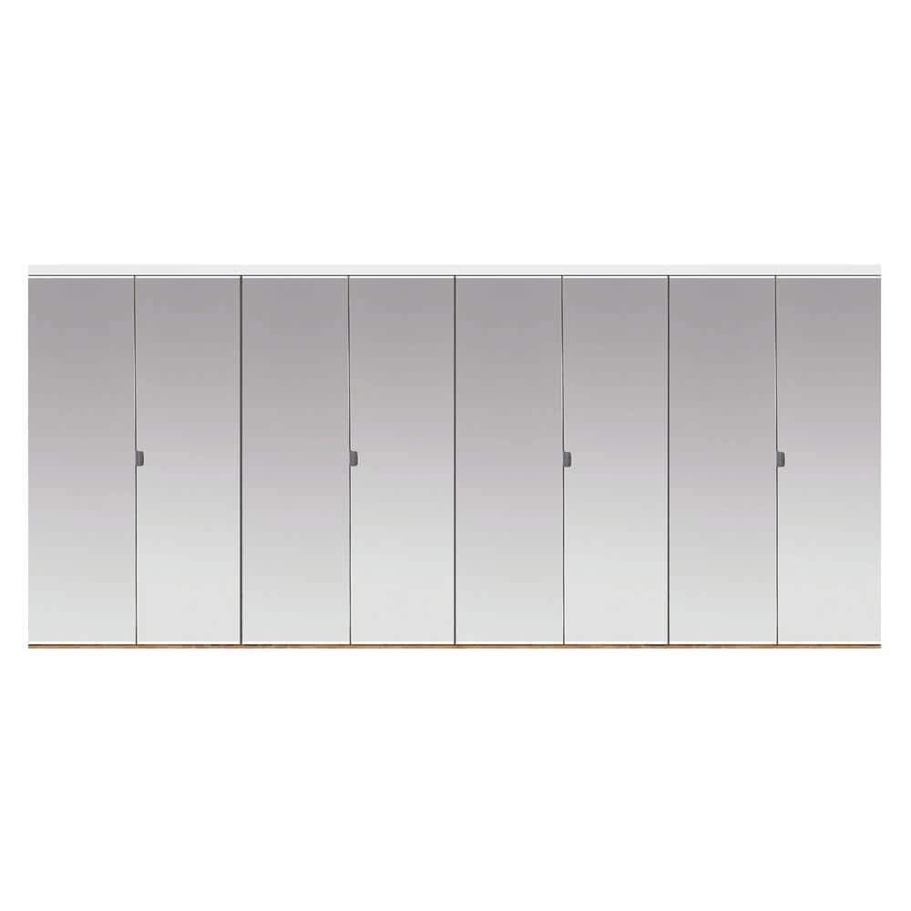 144 in. x 80 in. Beveled Edge Mirror Solid Core MDF Interior Closet Bi-Fold Door with White Trim price history on PriceWatchPro