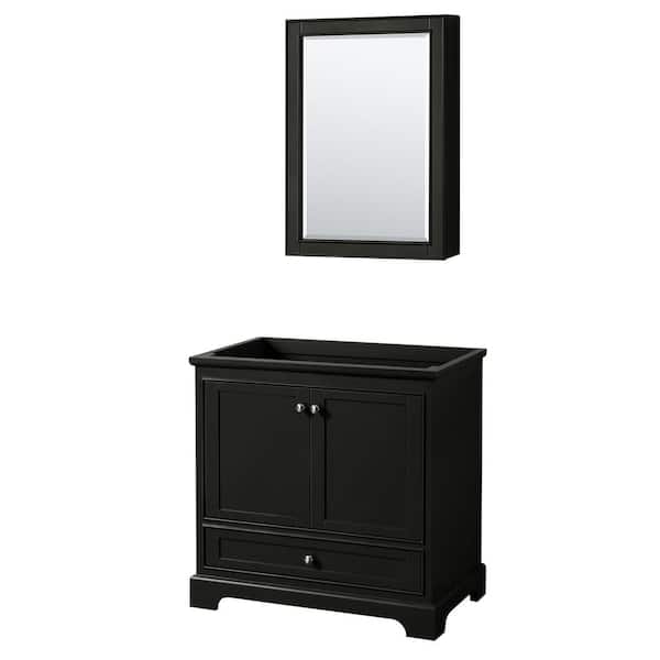 Wyndham Collection Deborah 35.25 in. Single Bathroom Vanity Cabinet Only with Medicine Cabinet in Dark Espresso