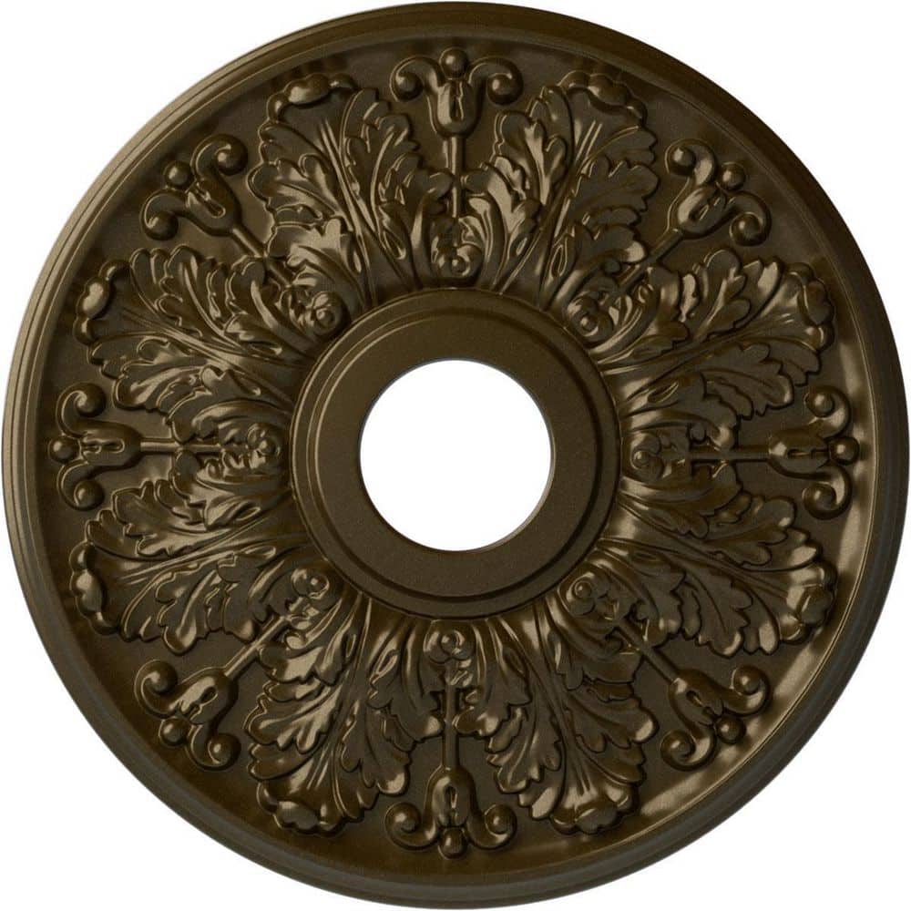 Ekena Millwork 1-1/8" x 16-1/2" x 16-1/2" Polyurethane  Apollo Ceiling Medallion, Brass CM16APBRS - The Home Depot