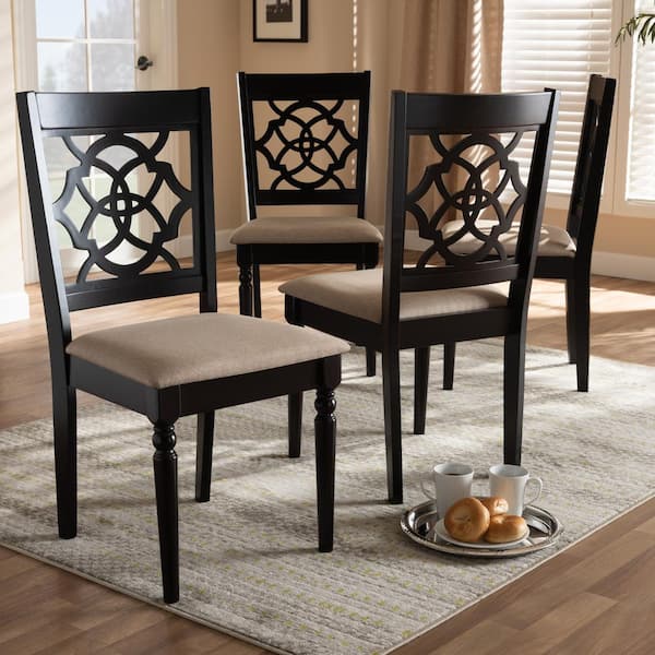 Renaud Sand and Espresso Fabric Dining Chair (Set of 4)
