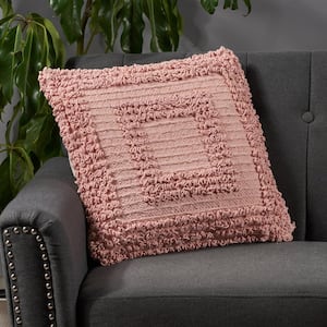 Archer Pink Geometric Cotton 18 in. x 18 in. Throw Pillow