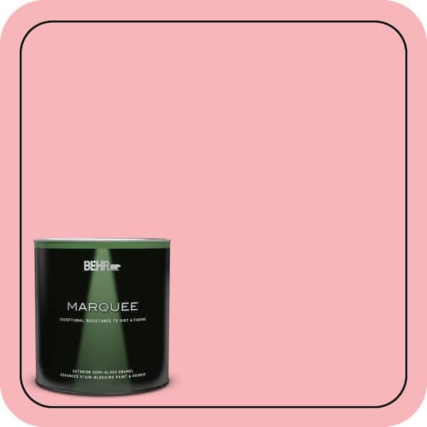 BEHR MARQUEE 1 qt. #130A-3 Ballerina Pink Semi-Gloss Enamel Exterior Paint & Primer