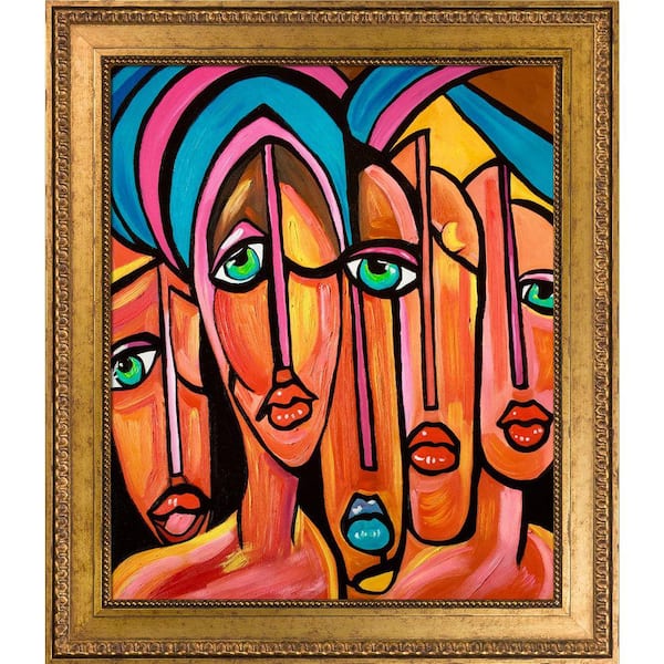 LA PASTICHE "Picasso by Nora, Four Eyes Reproduction with Versailles Gold King Frame" by Nora Shepley Canvas Print