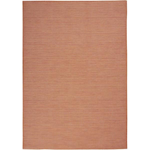 Terra Cotta 4 ft. x 6 ft. Woven Abstract Polyester Rectangle Indoor/Outdoor Area Rug