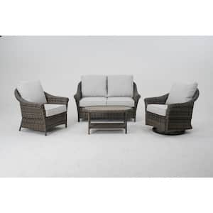 Chasewood Brown Wicker Outdoor Patio Loveseat and Coffee Table