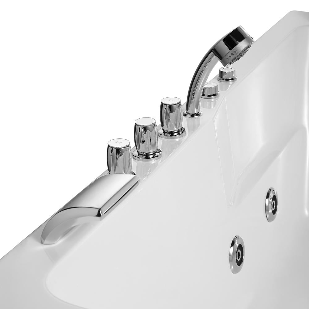 71'' White Acrylic Alcove Whirlpool Bathtub with Jets