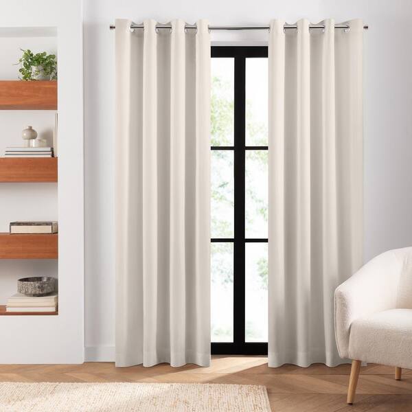 Elrene Cairo Ivory Solid Polyester 52(in)x84(in) Grommet Top Room Darkening Curtain Panels, Set of 2