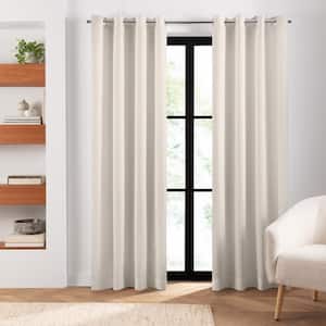 Cairo Ivory Solid Polyester 52(in)x84(in) Grommet Top Room Darkening Curtain Panels, Set of 2