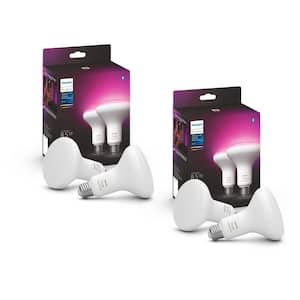 85-Watt Equivalent BR30 Smart LED Color Changing Light Bulb with Bluetooth (4-Pack)