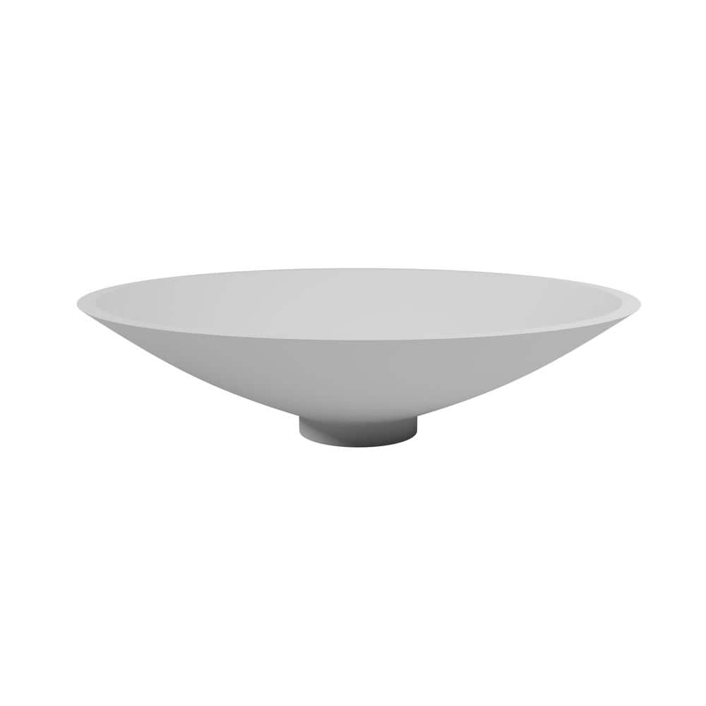 Mahdi Matte White Ceramic Round Vessel Sink, 18.9"