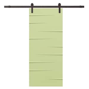 24 in. x 84 in. Sage Green Stained Composite MDF Paneled Interior Sliding Barn Door with Hardware Kit