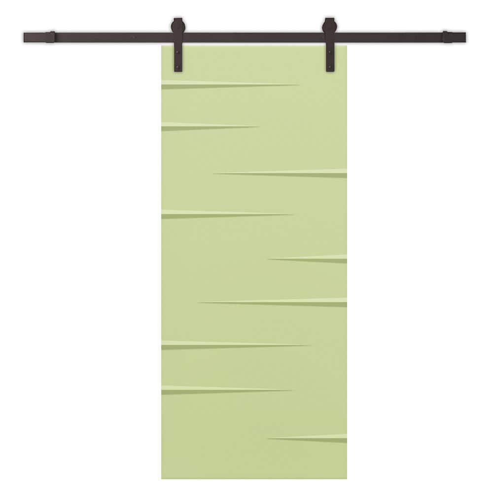 30 in. x 80 in. Sage Green Painted Composite MDF Paneled Interior Sliding Barn Door with Hardware Kit price history on PriceWatchPro