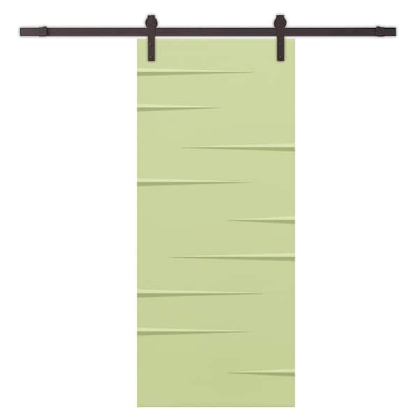 CALHOME 42 in. x 96 in. Sage Green Painted Composite MDF Paneled Interior Sliding Barn Door with Hardware Kit