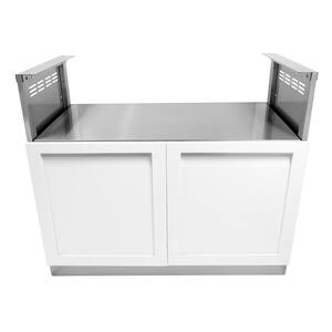 Stainless Steel Built-In BBQ Grill 40x35x23.5 in. Outdoor Kitchen Cabinet with Powder Coated Doors in White