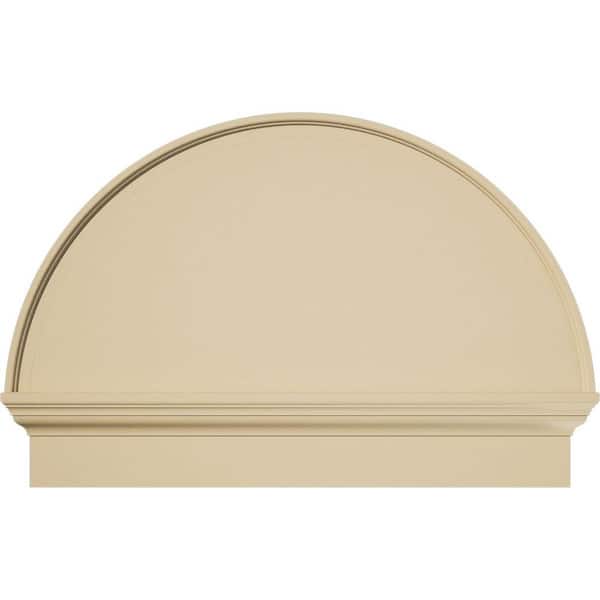 Ekena Millwork 34 in. W x 23-3/4 in. H x 2-3/4 in. P Half Round Smooth Signature Urethane Combination Pediment, Primed Tan