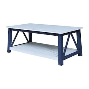 Surrey Chalk/Blue 50 in. Solid Wood Coffee Table