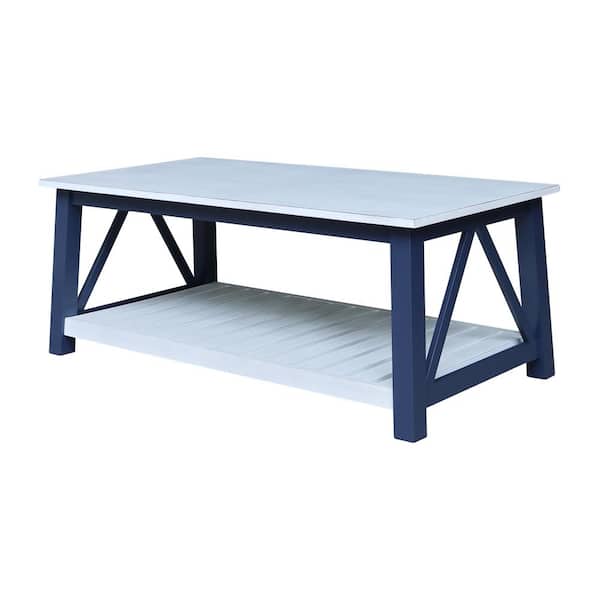 International Concepts Surrey Chalk/Blue 50 in. Solid Wood Coffee Table