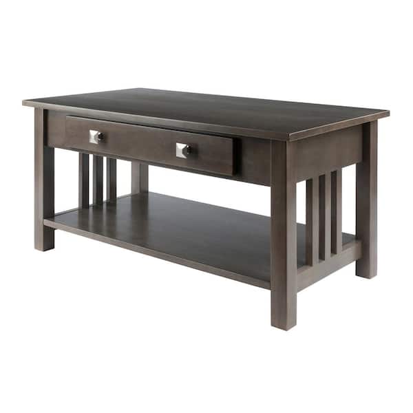 WINSOME WOOD Stafford Oyster Gray Finish Rectangular Coffee Table