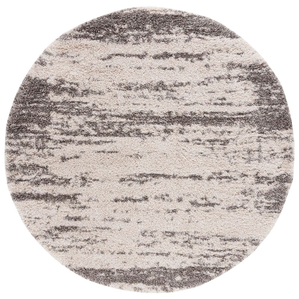Hudson Shag 4 ft. x 4 ft. Ivory/Gray Distressed Round Area Rug price history on PriceWatchPro