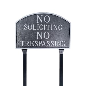 No Soliciting, No Trespassing Arch Large Statement Plaque with 23 in. Lawn Stakes - Swedish Iron