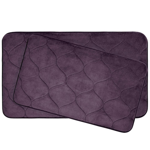 BounceComfort Palace 17 in. x 24 in./ 20 in. x 34 in. 2-Piece Memory Foam Bath Mat Set in Plum