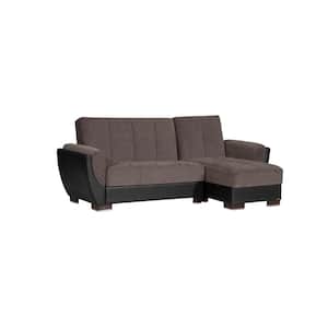 Basics Air Collection Grey/Black Convertible L-Shaped Sofa Bed Sectional With Reversible Chaise 3-Seater With Storage