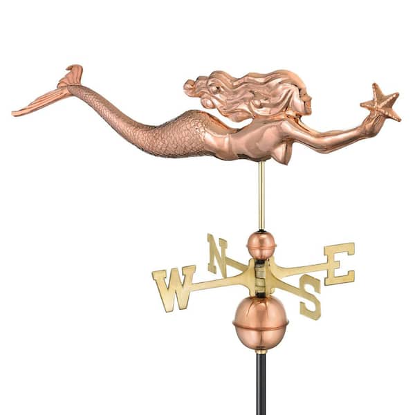 Mermaid with Starfish Weathervane - Pure Copper