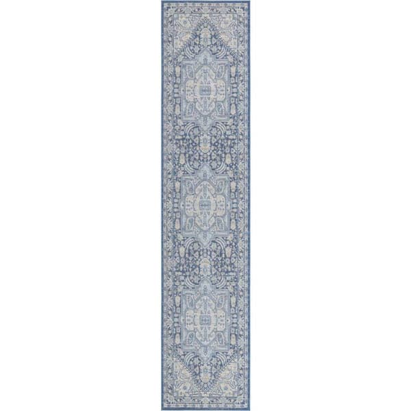 Unique Loom Whitney Milano French Blue 2 ft. 7 in. x 12 ft. Area Rug