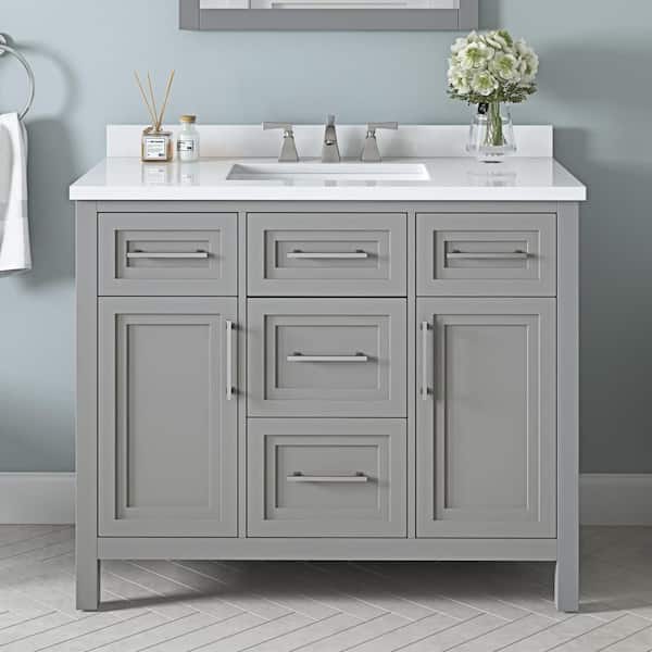 Home Decorators Collection Mayfield 42 in. Single Sink American Gray Bath Vanity with White Engineered Stone Top (Assembled)