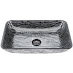 VIGO Glass Rectangular Vessel Bathroom Sink in Red/Brown Fusion with ...