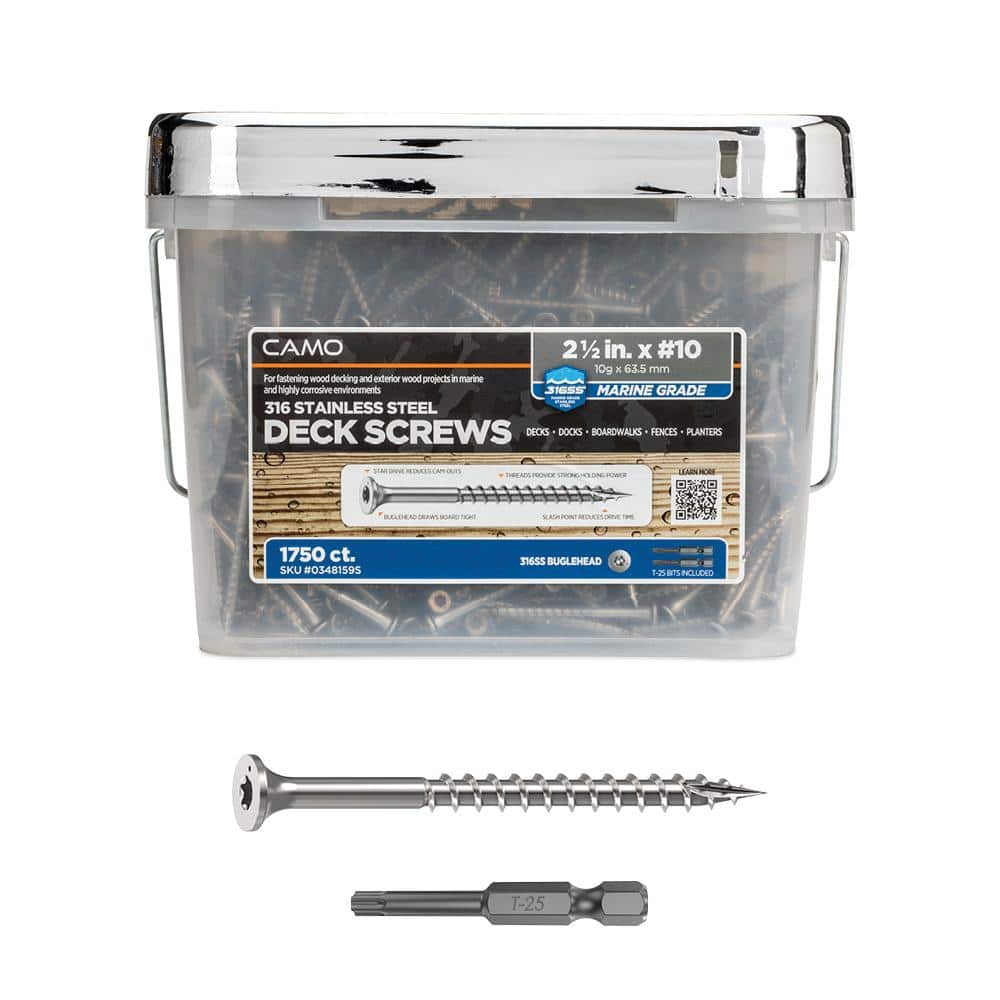 2-1/2 in. #10 316 Stainless Steel Premium Star Drive Bugle-Head Deck Screws (1750-Count) price history on PriceWatchPro