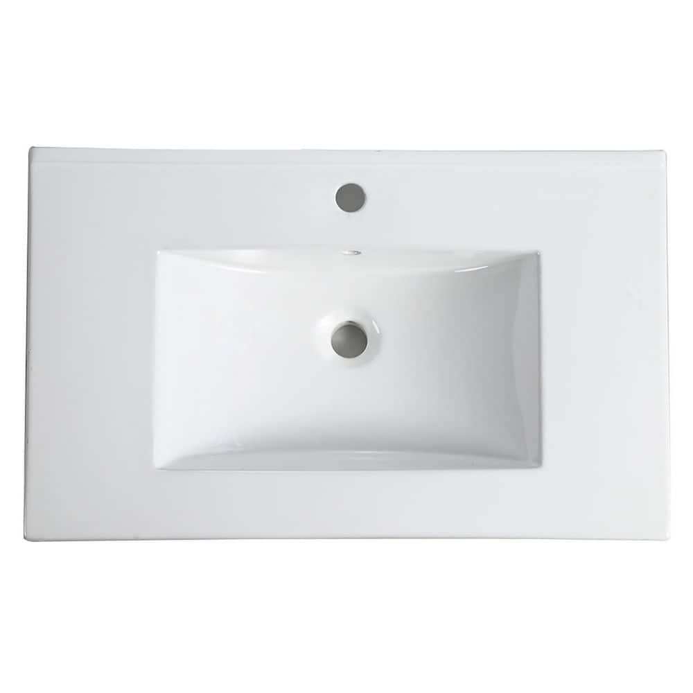 30 in. Drop-In Ceramic Bathroom Sink Vanity Top in White price history on PriceWatchPro