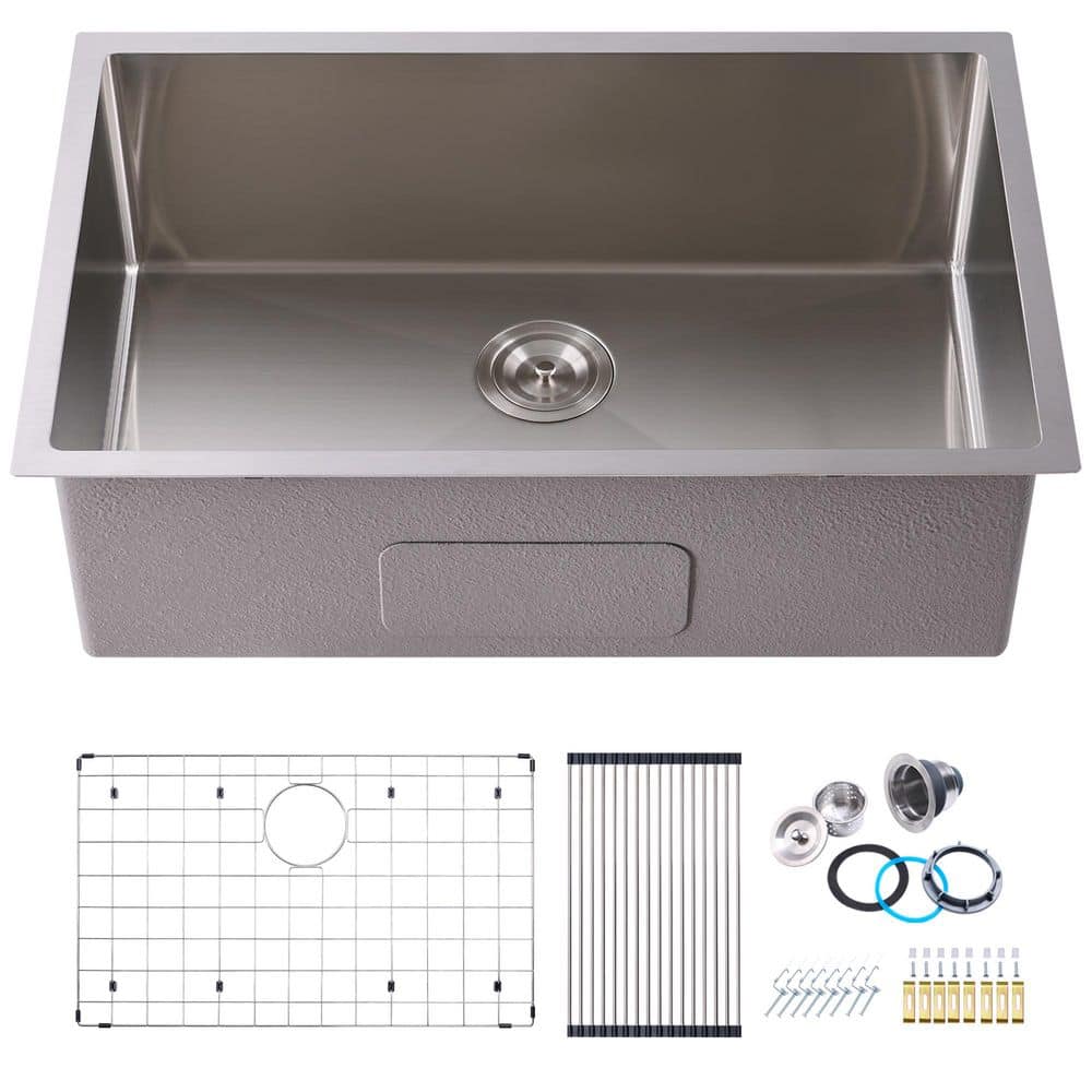 30 in. Drop-In/Undermount Single Bowl 16-Gauge Brushed 304-Stainless Steel Kitchen Sink with Accessories price history on PriceWatchPro