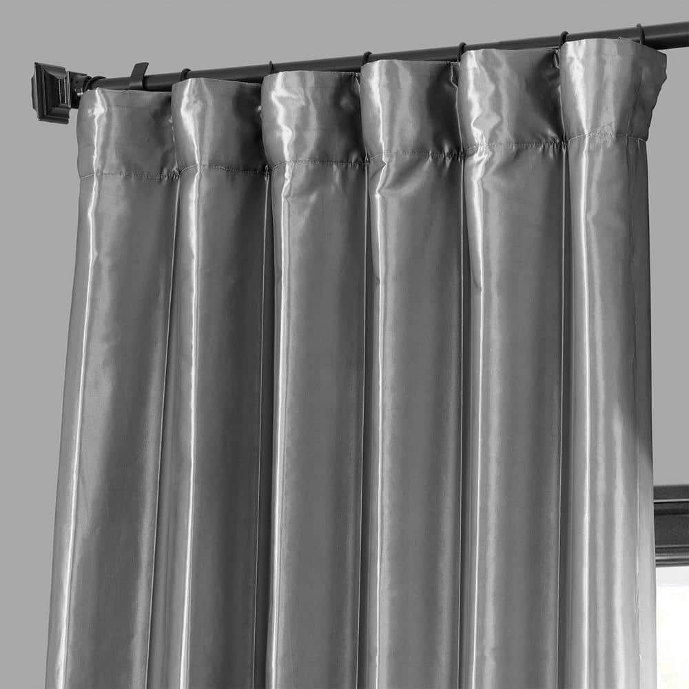 Platinum Blackout Faux Silk Taffeta Curtain Panel, 50W X 120L