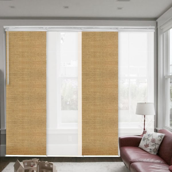EMOH Silken Desert 48 in. - 88 in. W x 94 in. L Adjustable 4- Panel White Single Rail Panel Track with 23.5 in. Slates