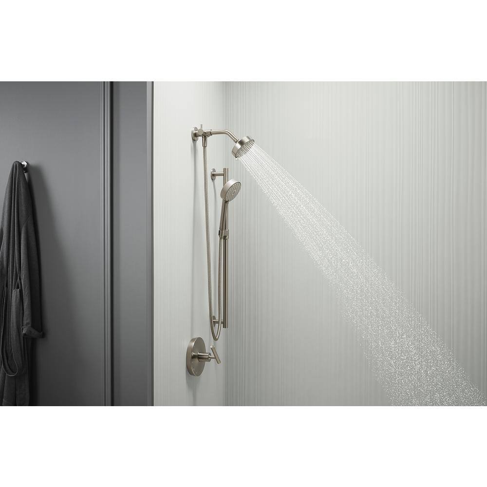 Vibrant Brushed Nickel Multifunction Wall-Mounted Showerhead