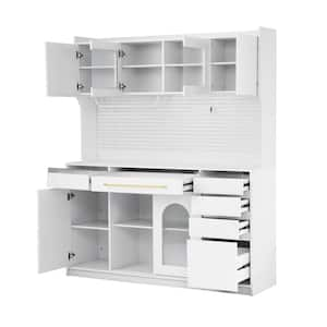 63 in. W x 11.8 in. D x 74.8 in. H Bathroom White Linen Cabinet