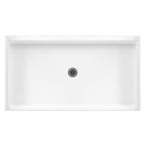 32 in. x 60 in. Solid Surface Single Threshold Center Drain Shower Pan in White