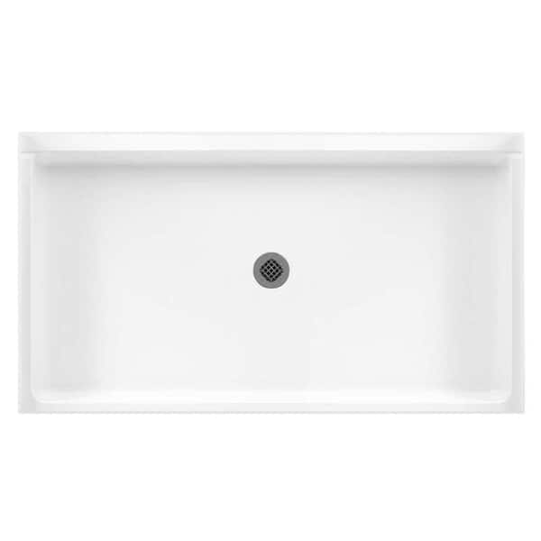 Swan 32 in. x 60 in. Solid Surface Single Threshold Center Drain Shower Pan in White
